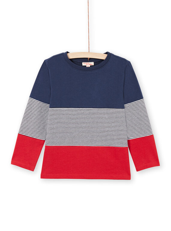 T-shirt bleu marine et rouge enfant garçon MOJOTIDEC1 / 21W90229TML705
