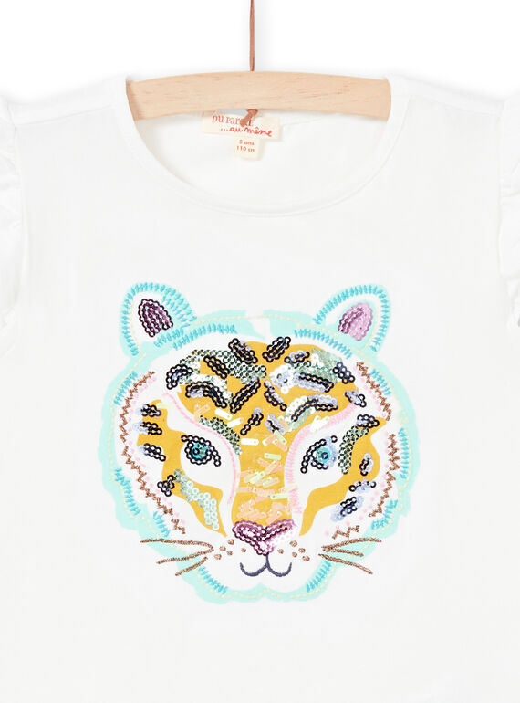 T-shirt manches courtes à motif tête de tigre enfant fille LAVERTI4 / 21S901Q4TMC001