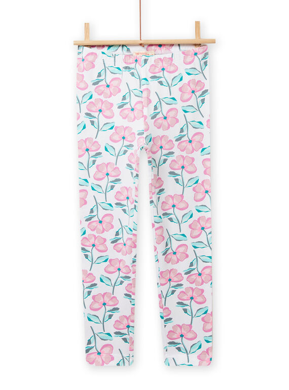 Legging blanc imprimé fleuri enfant fille NYAVOLEG1 / 22SI0131CAL000