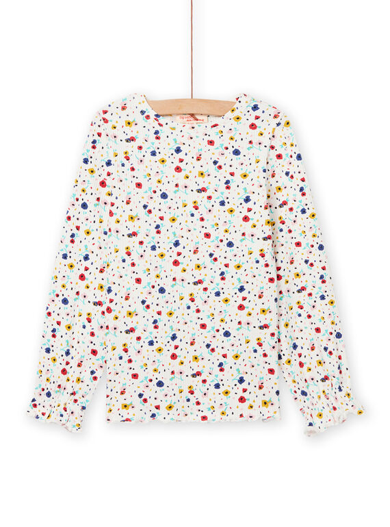 T-shirt fluide écru imprimé fleuri enfant fille NAJOTEE5 / 22S90173TML001
