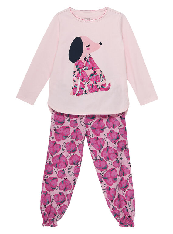 Pyjama en jersey rose pâle enfant fille et bas en tubic JEFAPYJCHIEN / 20SH1121PYJ301