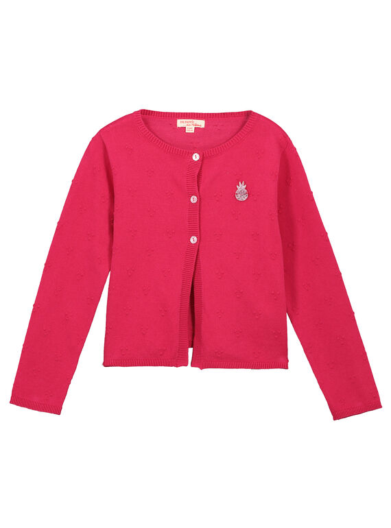 Gilet en maille rose fille FAYECAR / 19S901M1CAR304