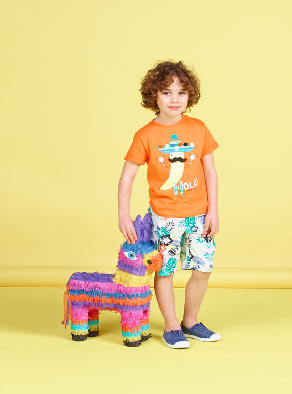 T-shirt manches courtes orange motif banane enfant garçon JOMARTI2 / 20S902P2TMCE405