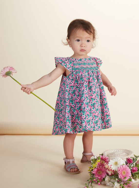 Robe et bloomer imprimés bébé fille JIPOEROB3 / 20SG09G3ROB000