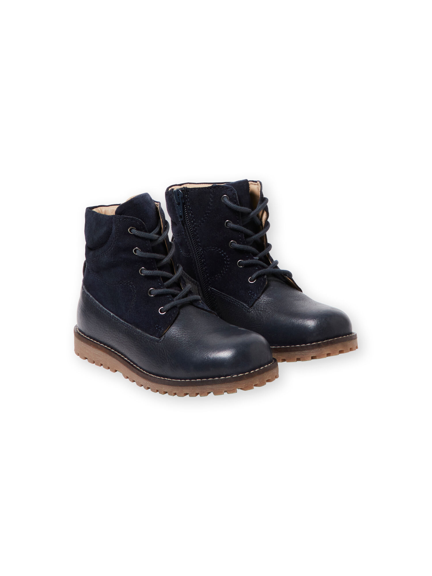 Boots bi mati re cuir marine enfant gar on Cat gories DPAM