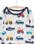 Pyjama gris chiné à imprimé tracteurs, voitures, bateaux et sous-marin REGOPYJAUTO / 23SH1253PYJJ922