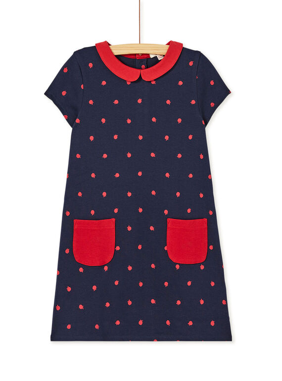 Robe en milano, manches courtes, col claudine, imprimé pomme KAJOROB2 / 20W90134ROB070
