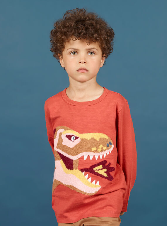 T-shirt orange motif T-rex enfant garçon MOPATEE1 / 21W902H3TMLE415