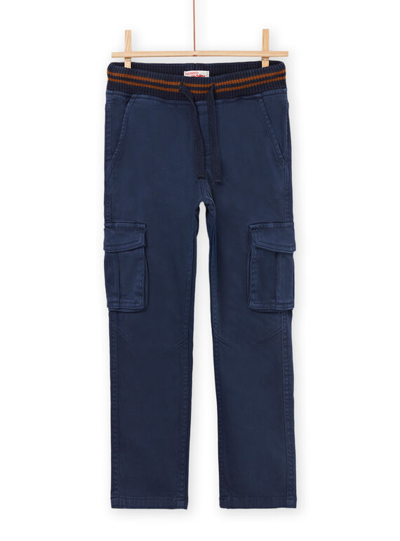 Pantalon en toile uni bleu POJOPAMAT3 / 22W902B3PANC202