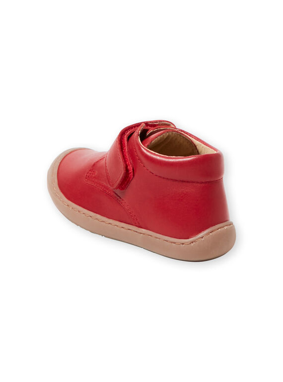 Bottillon flexible cuir rouge bébé garçon  GBGBOTIFLER / 19WK38I3D0F050
