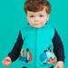 Gilet à capuche bleu turquoise motif skateboard bébé garçon