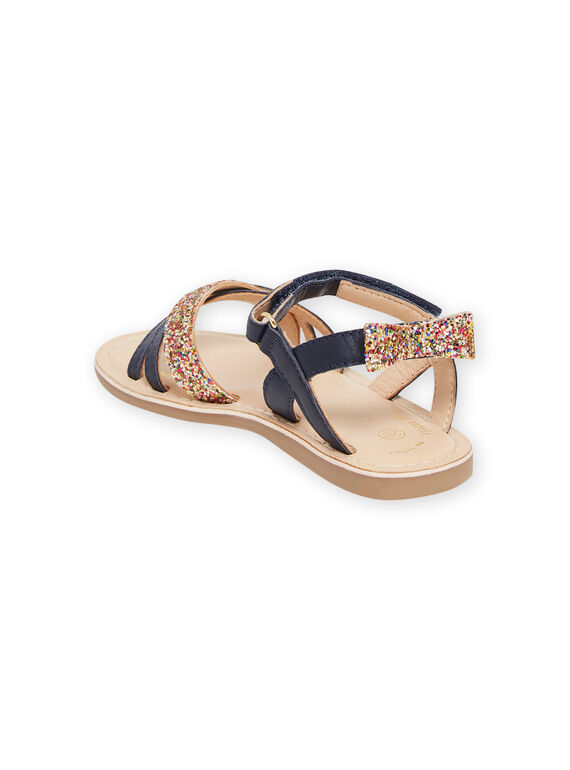 Sandales bleu marine à paillettes enfant fille NASANDMARINE / 22KK3544D0E070