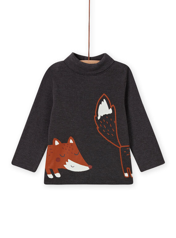 Sous-pull col roulé gris anthracite motif renard bébé garçon MUSAUSOUP / 21WG10P1SPL944