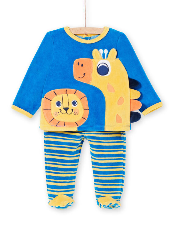 Pyjama layette garçon en velours motif savane LEFUPYJAMI / 21SH1411PYJC209