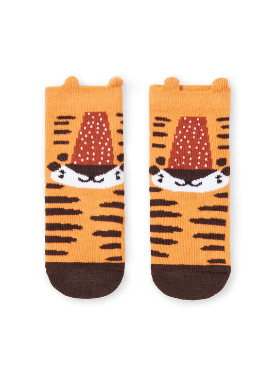 Chaussettes moutarde tigres bébé garçon LYUTERCHO1 / 21SI10V1SOQB106