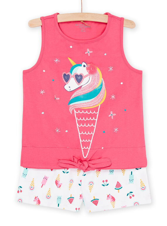 Pyjama rose et blanc à motifs licornes et imprimé fantaisie REFAPYJICE / 23SH11H9PYJD317