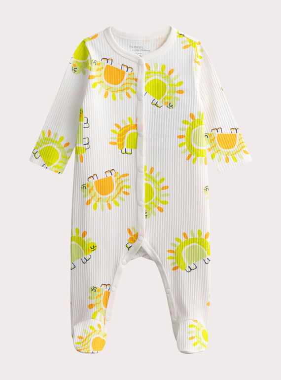 Grenouillère écrueimprimé dinosaure pour bébé garçon WEGAGRESAUR / 25SH14B4GRE009