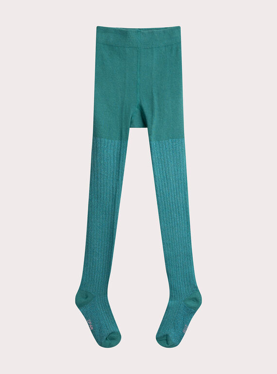 Collant turquoise pailleté pour fille VYAJOSCOL5 / 24WI01H1COL215