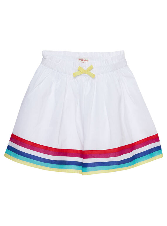 Jupe blanche à rayures multicolores enfant fille JAMARJUP1 / 20S901P2JUP000