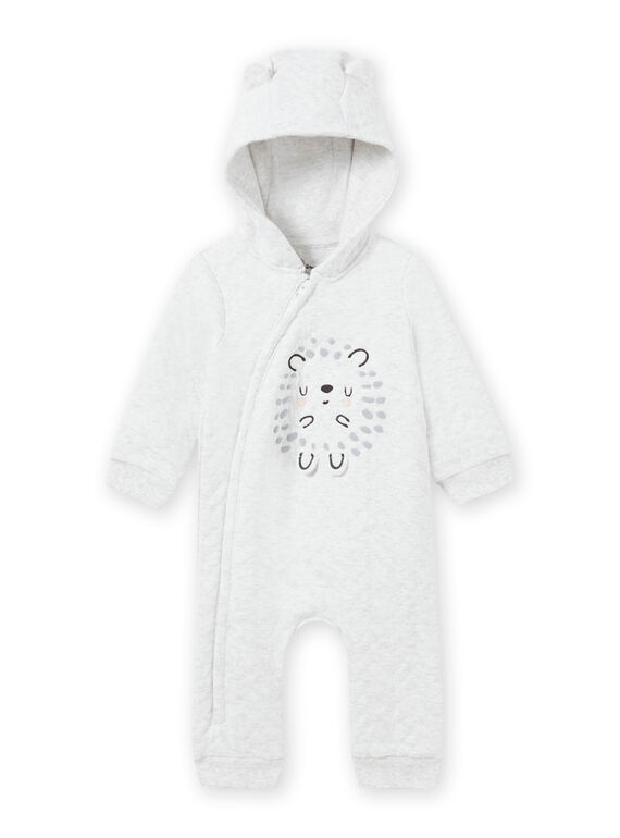 Combinaison à capuche gris chiné motif hérisson naissance mixte MOU1COM1 / 21WF0541CBLJ920