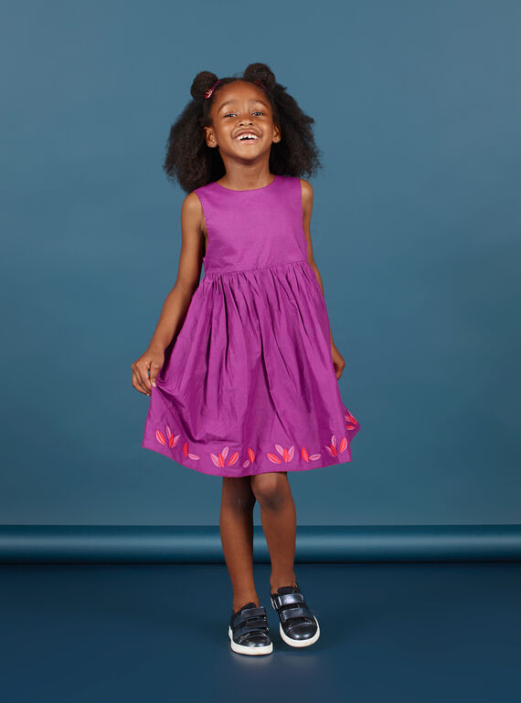 Robe patineuse sans manches réversible brodée enfant fille MAPAROB1 / 21W901H1ROBC205