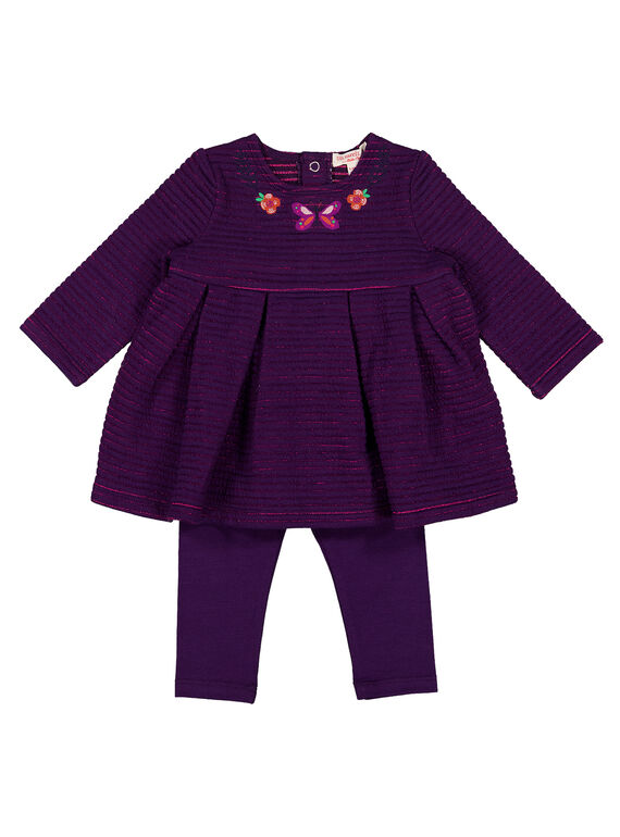 Ensembe robe et leggins violet layette fille GIVIOENS / 19WG09R1ENS708