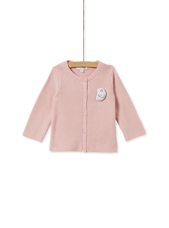 Gilet fille en maille rose KOU1GIL2 / 20WF0311GILD303