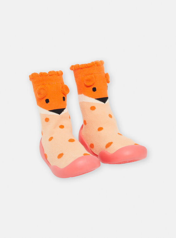 Chaussons chaussettes oranges et roses à imprimé à pois SICHO7REN / 23XK3761D08400