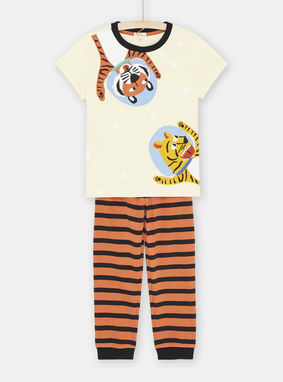 Pyjama beige et orange à motifs tigres garçon SEGOPYJAST / 23WH1234PYJ103