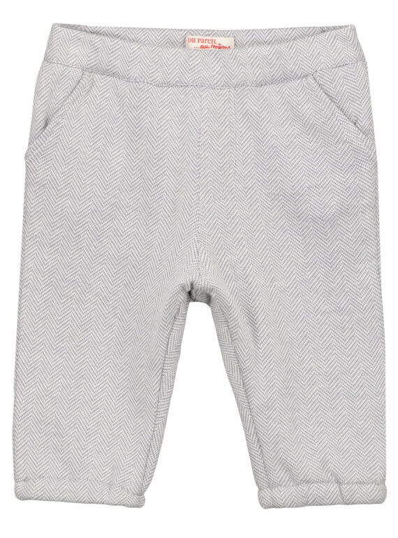 Pantalon jacquard gris bébé garçon GUBLAPAN2 / 19WG10S2PAN001