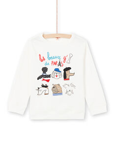 T-shirt blanc motifs chiens fantaisie enfant garçon MOMIXTEE2 / 21W902J3TML810