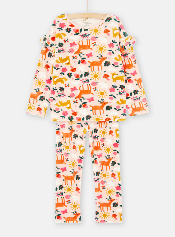 Ensemble pyjama rose et orange à imprimé animaux SEFAPYJSUN / 23WH1153PYJD329
