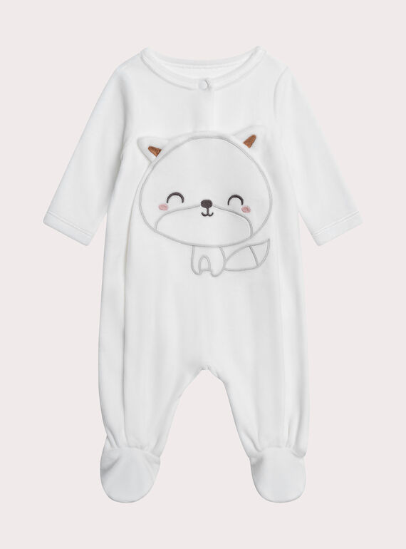 Grenouillère naissance en velours motif renard XOU1GRE3 / 25WF0551GRE000