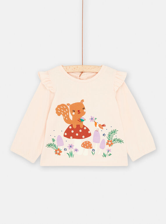 T-shirt guimauve à motifs animaliers et nature pour bébé fille SIKHOTEE / 23WG09Q1TML318