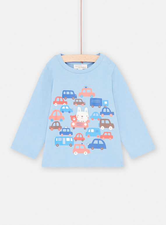 T-shirt bleu à motifs voitures et animaux bébé garçon SUFORTEE2 / 23WG10K1TML219