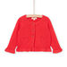 Cardigan rouge à motifs coeurs ajourés