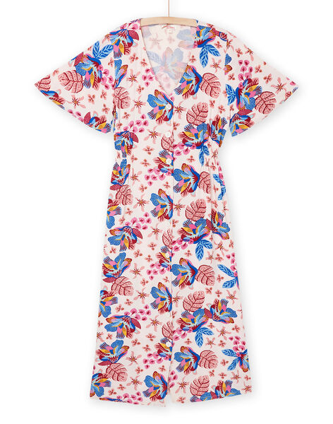 Robe longue rose poudré à imprimé exotique Femme Adulte RAMUMROB1 / 23S993G2ROBD327