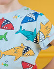 T-shirt bleu à imprimé requins ROPOPTI1 / 23S902X2TMCC206