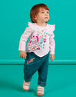 T-shirt manches longues lilas rayé à motif licorne bébé fille MITUTEE1 / 21WG09K1TMLH700