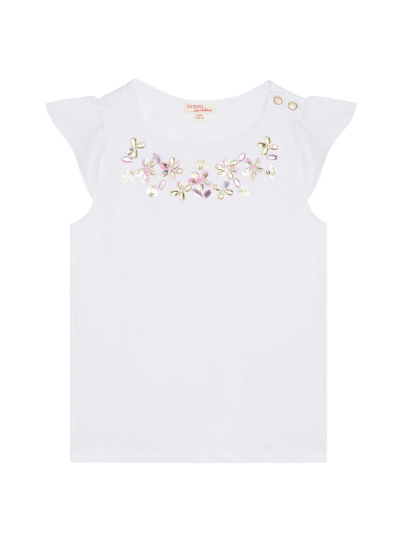 T-shirt manche courte perlé façon bijoux JABOTI2 / 20S901H3TMC000