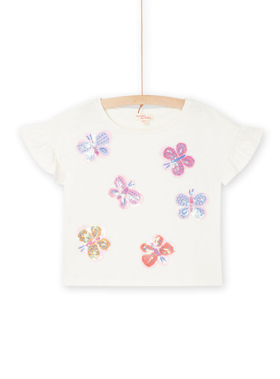 T-shirt blanc à motifs papillons en sequins RAJUNTI4 / 23S901U2TMC001