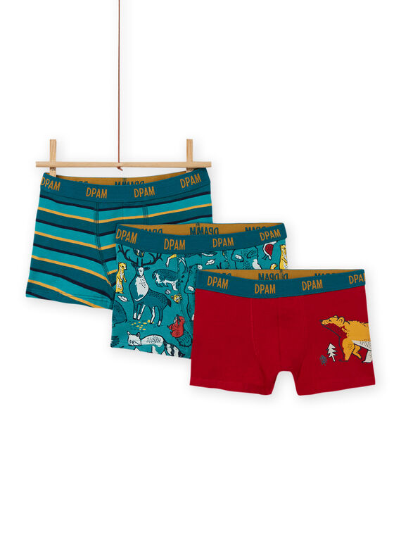 Lot de 3 boxers assortis motifs dinosaures enfant garçon MEGOBOXCANA / 21WH12C1BOX714
