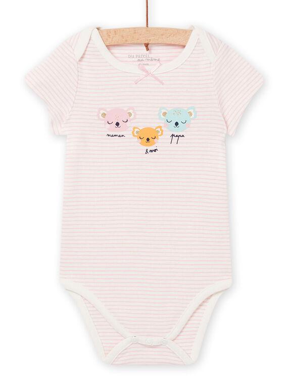 Body écru et rose bébé fille NEFIBODFAM / 22SH13J3BDL001