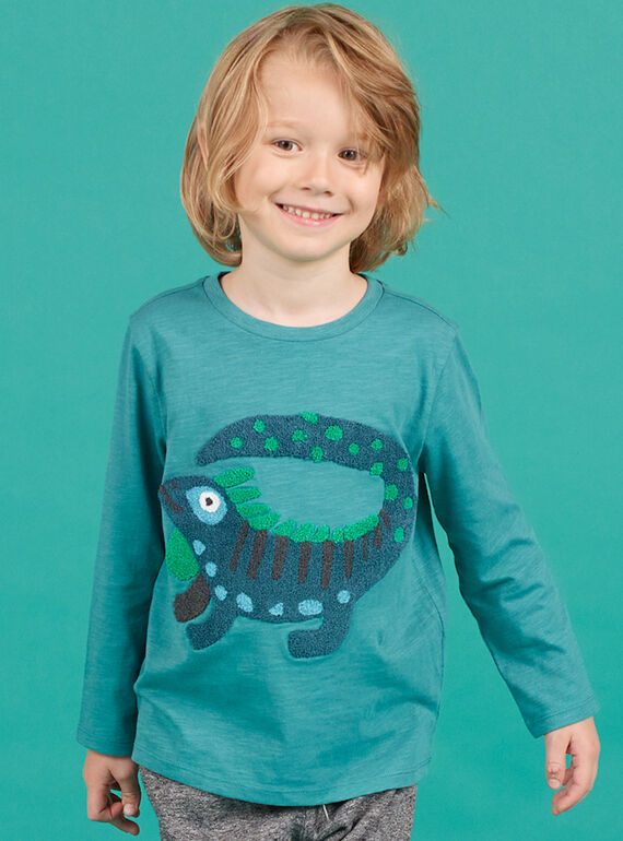 T shirt bleu turquoise animation fantaisie enfant garçon MOTUTEE5 / 21W902K2TMLC239