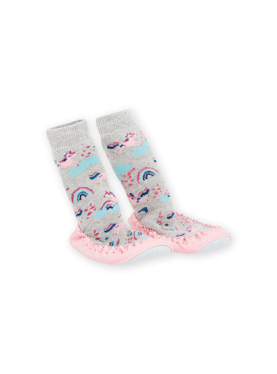 Chaussons chaussette à imprimé licornes et arc-en-ciel PACHO7CORN / 22XK3542D08943