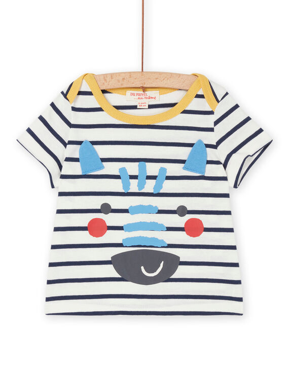 T-shirt bleu marine et blanc à imprimé à rayures RUJOTI1 / 23SG10Z1TMCC234