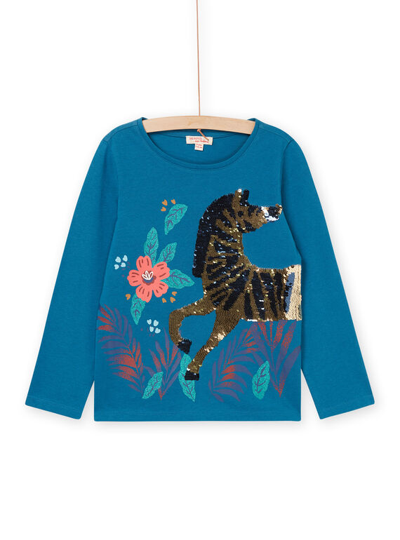 T-shirt bleu avec sequins réversibles PAMENTEE3 / 22W901U1TML215