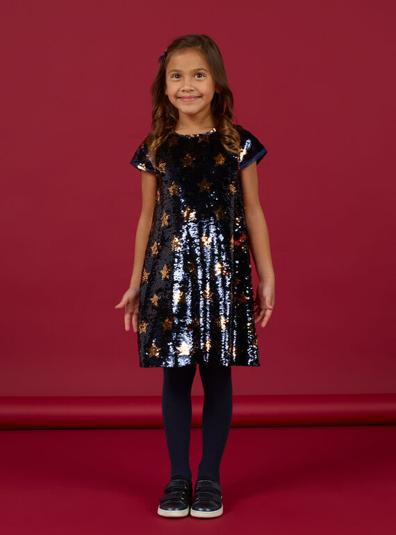 Robe motifs étoiles à sequins réversibles enfant fille MANOROB3 / 21W901Q3ROB070