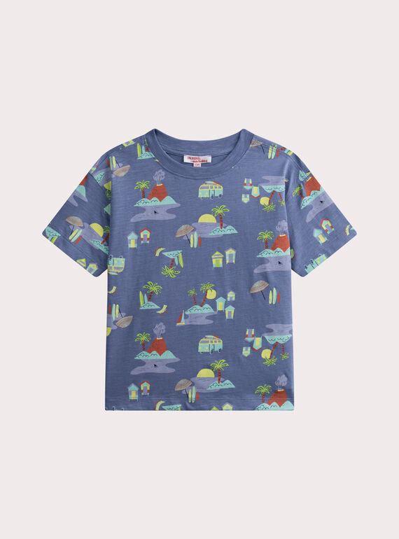 T-shirt bleu gris imprimé  WOTATI3 / 25S902U1TMCC202