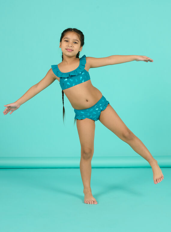 Maillot de bain bleu pétrole enfant fille NYABIK2 / 22SI01L6MAI716